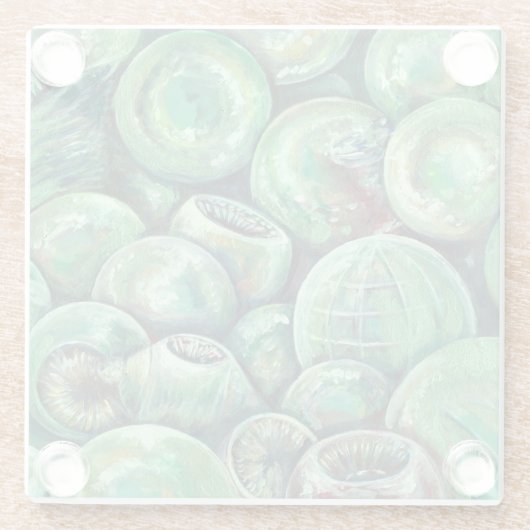 Grüne Weihnachtsbälle Glasuntersetzer (Rückseite)