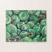 Grüne Weihnachtsbälle Puzzle (Horizontal)