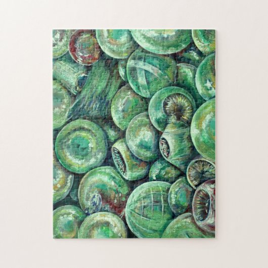 Grüne Weihnachtsbälle Puzzle (Vertikal)