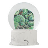 Grüne Weihnachtsbälle Schneekugel (Rückseite)