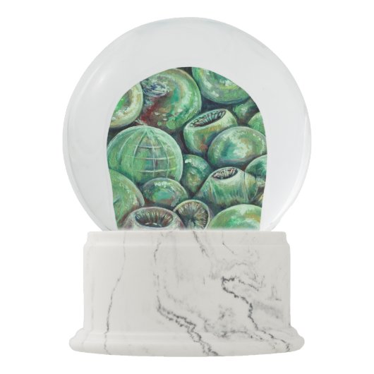 Grüne Weihnachtsbälle Schneekugel (Vorderseite)