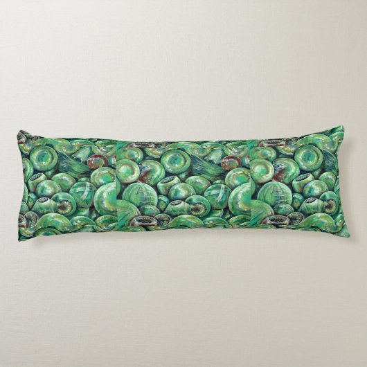 Grüne Weihnachtsbälle Seitenschläferkissen (Rückseite)