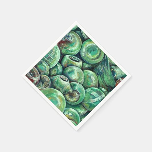 Grüne Weihnachtsbälle Serviette (Ecke)