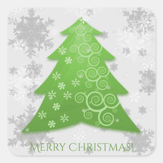 Grüne Weihnachtsbaum-Aufkleber Quadratischer Aufkleber (Vorderseite)