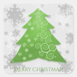 Grüne Weihnachtsbaum-Aufkleber Quadratischer Aufkleber