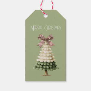 Grüne Weihnachtsbaum-Creme Roter Bogen Geschenkanhänger