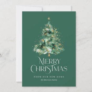 Grüne Weihnachtsbaum-Foto Umzug Feiertagskarte