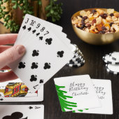 Grüne Weihnachtsbaum Frohe Geburtstag Dezember Win Spielkarten (In Situ)