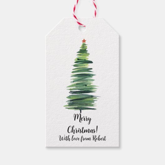 Grüne Weihnachtsbaum Geschenkanhänger (Vorderseite)