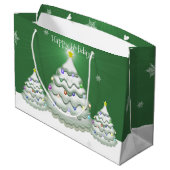 Grüne Weihnachtsbaum-Geschenktasche Große Geschenktüte (Rückseite Schrägansicht)