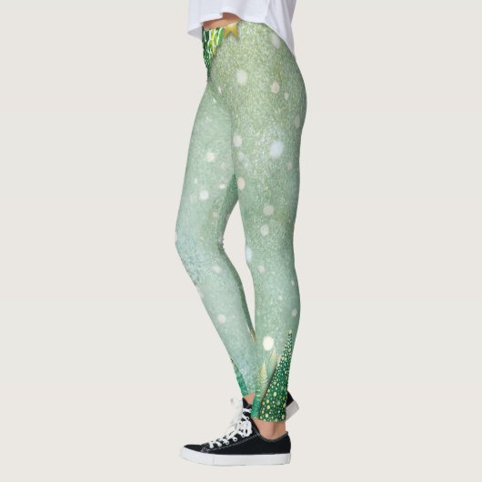 Grüne Weihnachtsbaum-Leggings Leggings (Links)