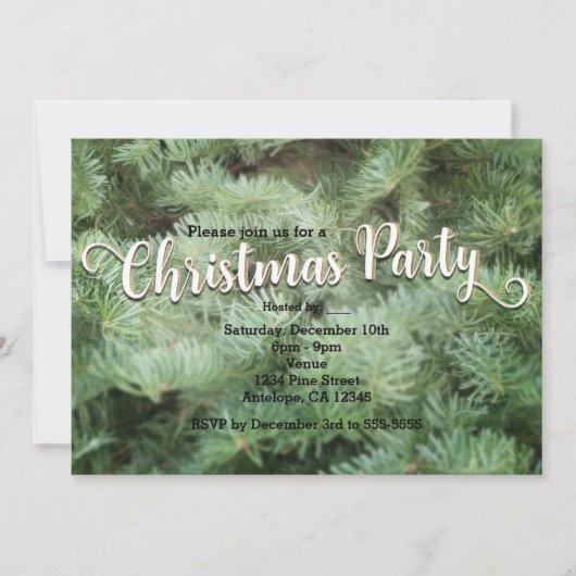 Grüne Weihnachtsbaum Pine Holiday Party Einladung (Vorderseite)