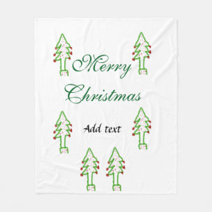 Grüne Weihnachtsbaum Rote Kirsche frohe Weihnachts Fleecedecke
