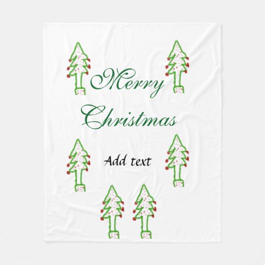 Grüne Weihnachtsbaum Rote Kirsche frohe Weihnachts Fleecedecke (Vorderseite)