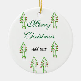 Grüne Weihnachtsbaum Rote Kirsche frohe Weihnachts Keramik Ornament