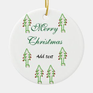 Grüne Weihnachtsbaum Rote Kirsche frohe Weihnachts Keramik Ornament
