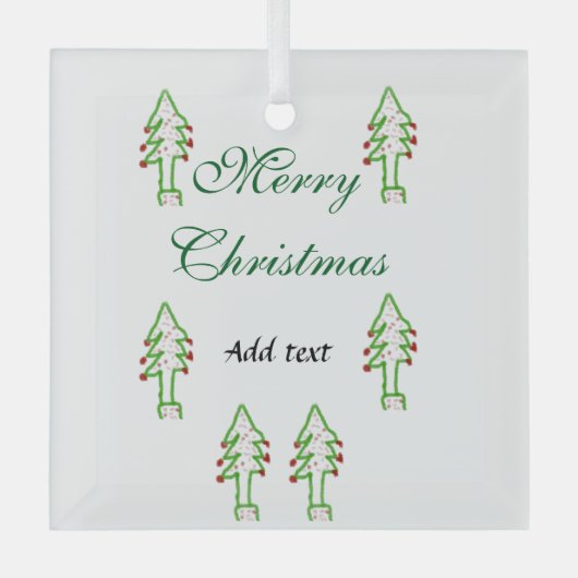 Grüne Weihnachtsbaum Rote Kirsche frohe Weihnachts Ornament Aus Glas (Vorderseite)