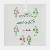Grüne Weihnachtsbaum Rote Kirsche frohe Weihnachts Ornament Aus Glas (Rückseite)