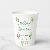 Grüne Weihnachtsbaum Rote Kirsche frohe Weihnachts Pappbecher (Rückseite)