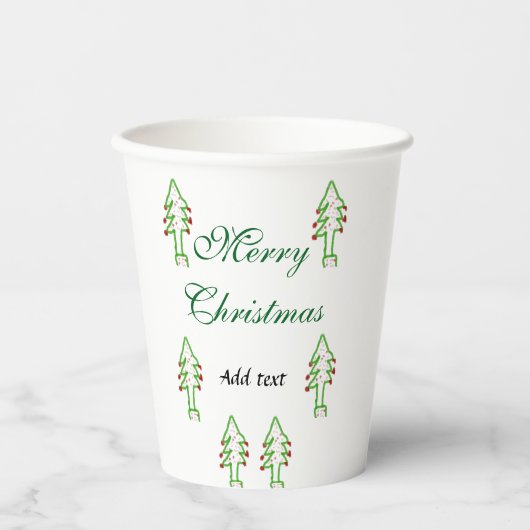 Grüne Weihnachtsbaum Rote Kirsche frohe Weihnachts Pappbecher (Vorderseite)