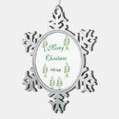 Grüne Weihnachtsbaum Rote Kirsche frohe Weihnachts Schneeflocken Zinn-Ornament (Rechts)