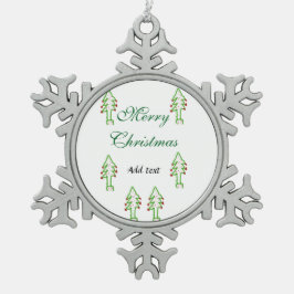 Grüne Weihnachtsbaum Rote Kirsche frohe Weihnachts Schneeflocken Zinn-Ornament