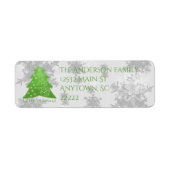 Grüne Weihnachtsbaum-Rücksendeadressen-Aufkleber (Vorne)