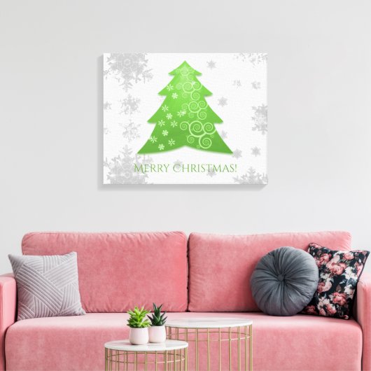 Grüne Weihnachtsbaum Stretch Canvas Print Leinwanddruck (Insitu (Wohnzimmer))