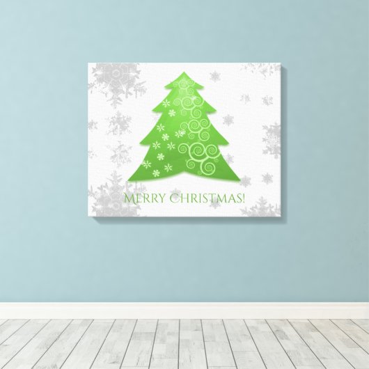 Grüne Weihnachtsbaum Stretch Canvas Print Leinwanddruck (Insitu (Holzboden))