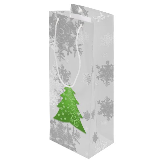 Grüne Weihnachtsbaum Weinbeutel Geschenktüte Für Weinflaschen (Rückseite Schrägansicht)