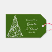 Grüne Weihnachtsbaum Winter Wedding Liebesmarken Geschenkanhänger (Vorderseite (Horizontal))