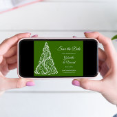Grüne Weihnachtsbaum Winterhochzeit Save the Date Einladung