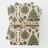 Grüne Weihnachtsbaumdekor Geschenkpapier Set (Beispiel)