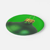 Grüne Weihnachtsbaumdekoration Party Urlaub Pappteller (Schrägansicht)