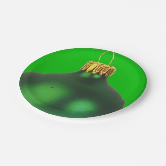 Grüne Weihnachtsbaumdekoration Party Urlaub Pappteller (Schrägansicht)