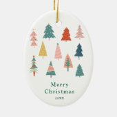 Grüne Weihnachtsbäume 1. Weihnachtsgeburten Foto Keramik Ornament (Hinten)