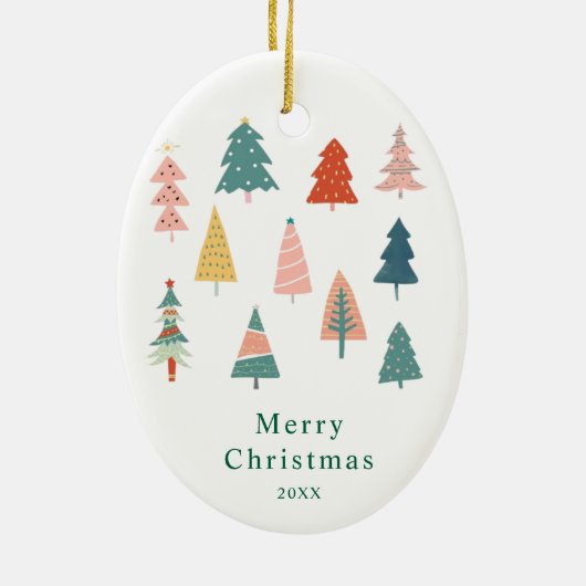 Grüne Weihnachtsbäume 1. Weihnachtsgeburten Foto Keramik Ornament (Hinten)