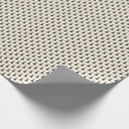 Grüne Weihnachtsbäume auf Beige Karierten Urlaub Geschenkpapier (Ecke)