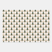 Grüne Weihnachtsbäume auf Creme Kariert Geschenkpapier Set (Vorderseite 2)