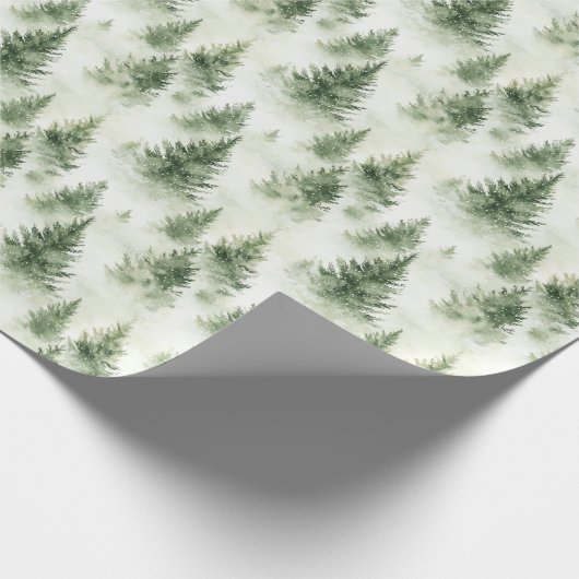 Grüne Weihnachtsbäume auf hellgrün Geschenkpapier (Ecke)