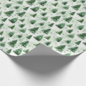 Grüne Weihnachtsbäume auf hellgrün Geschenkpapier (Ecke)