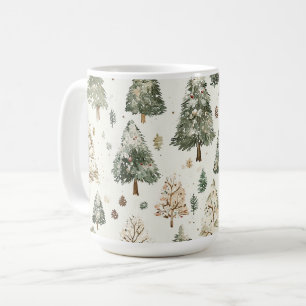 Grüne Weihnachtsbäume Creme Kaffeetasse