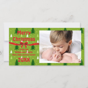 Grüne Weihnachtsbäume Fotokarte Feiertagskarte