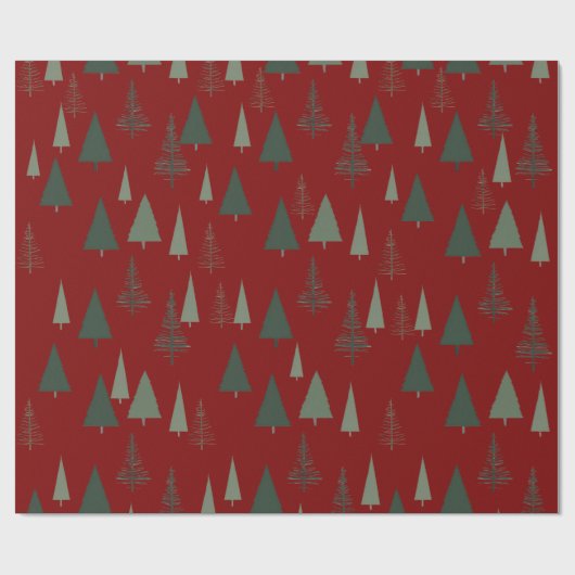 Grüne Weihnachtsbäume Geschenkpapier (Flach)