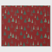 Grüne Weihnachtsbäume Geschenkpapier (Flach)