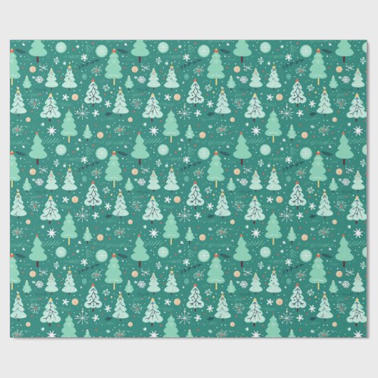 Grüne Weihnachtsbäume Geschenkpapier (Flach)