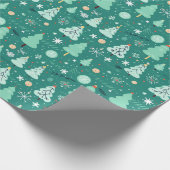 Grüne Weihnachtsbäume Geschenkpapier (Ecke)