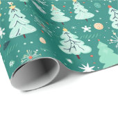 Grüne Weihnachtsbäume Geschenkpapier (Rolleneckpunkt)