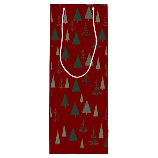 Grüne Weihnachtsbäume Geschenktüte Für Weinflaschen (Rückseite)