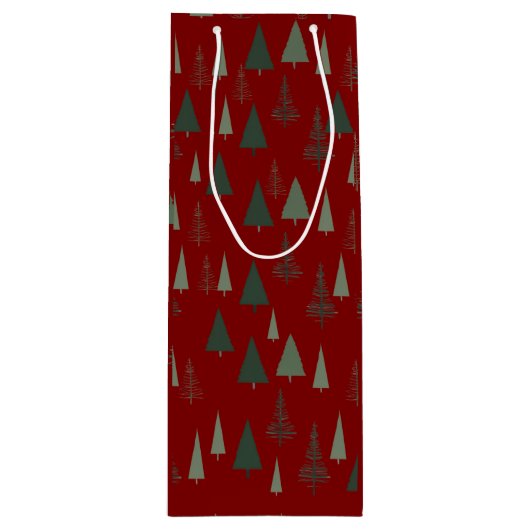 Grüne Weihnachtsbäume Geschenktüte Für Weinflaschen (Vorderseite)